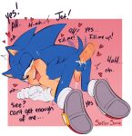 absurd_res added_anatomy all_fours anal anal_penetration anthro ass_up back_spines backsack balls blue_body blush blush_lines bodily_fluids clothing countershade_arms countershade_torso countershading dialogue disembodied_penis dripping eulipotyphlan footwear genital_fluids genitals gloves handwear head_spines heart_symbol hedgehog hi_res male mammal offscreen_character penetration penile penile_penetration penis penis_in_ass precum precum_drip sailorsonic sega shoes signature solo sonic_the_hedgehog sonic_the_hedgehog_(series) sweat sweatdrop tail tail_motion tailwag teeth tongue tongue_out