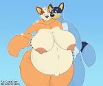  anthro australian_cattle_dog bandit_heeler belly big_belly big_breasts blue_body blue_fur bluey_(series) bodily_fluids breasts canid canine canis cattledog chilli_heeler conditional_dnp cudacore digital_media_(artwork) domestic_dog duo father female fur herding_dog hi_res lactating male male/female mammal mature_female mother mother_and_father navel nipples nude open_mouth outie_navel parent pastoral_dog pregnant pregnant_female slightly_chubby smile wide_hips 