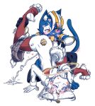 alpha_channel anal ankle_grab anthro band-aid bandage bite_mark blue_body blue_eyes blue_fur blush blush_lines bodily_fluids bottomwear bracelet brat_taming butt butt_grab canid canine claws clothing cropped_sweater cum cum_on_ground drooling duo e621 ejaculation fangs feet female femboy fluffy fluffy_tail fur genital_fluids hair halo hand_on_butt heart_symbol hexerade hi_res inner_ear_fluff intersex intersex/male jewelry kneeling kneeling_oral_position leg_grab legwear male male/female male/male mammal mascot on_one_knee oral oral_penetration otokonoko pawpads paws penetration pulled_down_shorts red_clothing red_legwear red_thigh_highs rimming saliva saliva_string sex shaking short_hair shorts simple_background taigaxholic tail teeth thigh_highs toes tongue tongue_out transparent_background tremble_lines trembling trembling_for_pleasure tuft white_body white_fur white_hair yellow_eyes