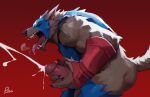 anthro aroused aroused_face aroused_male balls barazoku biceps big_muscles blue_bottomwear blue_clothing blue_mask blue_pants blue_shirt blue_topwear bodily_fluids bottomwear breath butt canid canine canis captain_america capwolf claws clothing cum cum_from_penis cum_spurt cumshot ejaculation erection eyes_closed fangs fangs_bared fingerless_gloves fondling_penis fur genital_fluids genitals gloves grabbing_own_penis grope hand_on_penis handwear hi_res holding_erection holding_own_penis holding_penis looking_pleasured male mammal manly marvel marvel_rivals masturbation muscular muscular_anthro muscular_arms muscular_male muscular_thighs mythological_canine mythological_creature mythology panting pants penile penile_masturbation penis penis_grab penis_squeeze pink_penis radcanine red_background red_clothing red_fingerless_gloves red_gloves red_handwear rubbing_penis self_grope shirt side_view simple_background solo stroking_penis tail teeth thick_arms thick_thighs tongue tongue_hanging_out tongue_out topwear torn_bottomwear torn_clothing torn_pants torn_shirt torn_sleeves torn_topwear tough_guy werecanid werecanine werecreature werewolf white_body white_fur wolf