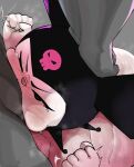  black_eyebrows black_eyes blush blush_lines bodily_fluids butt deep_throat eyebrows eyelashes fur grey_body hi_res kuromi lagomorph leporid mammal mdthetest onegai_my_melody oral oral_penetration penetration pink_nose puffed_cheeks rabbit saliva sanrio sweat sweatdrop tears white_body white_fur 