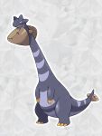  abstract_background absurdres blue_eyes calwakerz fakemon grey_background highres long_neck looking_at_viewer no_humans orange_claws original pokemon pokemon_(creature) solo standing sugimori_ken_(style) tail 
