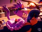3d_(artwork) 5_toes absurd_res anthro blaze_the_cat blue_body digital_media_(artwork) domestic_cat duo eulipotyphlan feet felid feline felis female foot_fetish foot_play footjob genitals hedgehog hi_res male mammal milkmeister3d outside penis purple_body sega sex soles sonic_the_hedgehog sonic_the_hedgehog_(series) toes