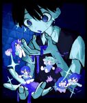  2girls 4boys @_@ aubrey_(headspace)_(omori) aubrey_(omori) basil_(headspace)_(omori) basil_(omori) black_hair black_sweater_vest blue_overalls bow chibi collared_shirt colored_skin commentary_request cupcake_bunny_(omori) fish_bunny_(omori) flower flower_wreath hair_behind_ear hair_bow head_wreath hero_(headspace)_(omori) hero_(omori) highres kel_(headspace)_(omori) kel_(omori) long_hair mari_(headspace)_(omori) mari_(omori) multiple_boys multiple_girls ninini_(happy_goody115) omori open_mouth overalls pink_bow purple_eyes purple_hair shirt short_hair short_sleeves simple_fish sprout_mole sunny_(omori) sweater_vest u.f.o._(omori) white_shirt white_skin 