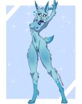  anthro female hi_res lagomorph leporid mammal nude rabbit shelvert0001 smile smiling_at_viewer solo stretching tail teasing 