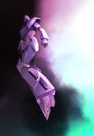  absurdres commentary glowing glowing_eyes gundam highres kato_takuji mecha mecha_focus mobile_suit no_humans red_eyes robot science_fiction solo space star_(sky) turn_a_gundam turn_a_gundam_(mobile_suit) v-fin 