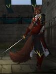 absurd_res anthro canid canine canis characterdesign dansats fantasyart hi_res invalid_tag male mammal original_character outside red_wolf samurai solo storytelling warrior wolf worldbuilding