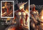 anthro baldur's_gate baldur's_gate_3 bodily_fluids body_hair campfire chest_hair cum cum_in_mouth cum_inside dialogue dragonborn_(dnd) draygoezz dungeons_and_dragons duo erection fellatio genital_fluids genitals glans halsin_(baldur's_gate) handjob hasbro hi_res horn humanoid humanoid_genitalia humanoid_on_anthro humanoid_penis humanoid_pointy_ears larian_studios male male/male male_anthro male_humanoid male_on_anthro male_on_humanoid moan oral penile penis pointy_ears precum red_body red_scales scales scalie sex spikes spikes_(anatomy) the_dark_urge_(baldur's_gate) white_body white_scales wizards_of_the_coast wood_elf