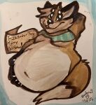  2025 anthro belly big_belly black_body black_fur booknut canid canine christmas fox fur gift green_scarf hair hands_behind_head hi_res holidays male mammal marker_(artwork) obese obese_anthro obese_male orange_body orange_fur overweight overweight_anthro overweight_male paw_on_belly red_fox scarf solo traditional_media_(artwork) true_fox white_body white_fur white_hair 