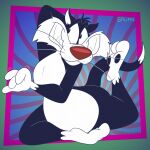 2026 3_toes 4_fingers abstract_background alternate_version_at_paywall anthro arched_back arched_foot belly bent_legs big_belly big_butt biped black_body black_eyes black_fur black_pawpads butt cheek_tuft chest_tuft clenched_teeth colored curvy_figure digital_drawing_(artwork) digital_media_(artwork) dipstick_tail domestic_cat facial_tuft feet felid feline felis fingers flat_colors foot_focus fur gavanzude gesture glance gloves_(marking) grin grinning_at_viewer hand_behind_head happy head_tuft hi_res humanoid_feet humanoid_hands humanoid_heel leg_markings lines_drawn looking_at_viewer looney_tunes male mammal markings nude open_mouth open_smile pawpads pecs pinup plantigrade pose raised_calf raised_foot red_nose signature sitting slightly_chubby slightly_chubby_anthro slightly_chubby_male small_waist smile smiling_at_viewer smirk smirking_at_viewer socks_(marking) soles solo stretching sylvester_(looney_tunes) tail tail_markings teeth thick_calves thick_thighs toes toothy_grin tuft tuxedo_cat warner_brothers waving waving_at_viewer waving_hand whisker_spots whiskers white_belly white_body white_feet white_fur white_hands white_sclera white_tail_tip wide_hips