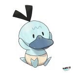  absurdres artist_name bird blue_skin colored_skin duck fakemon highres no_humans pokemon pokemon_(creature) qobrosi simple_background sitting solo sugimori_ken_(style) tail white_background 