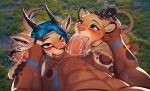2026 antelope anthro ball_lick ball_worship balls blush bodily_fluids body_worship bovid cum cum_from_nose cum_in_mouth cum_in_nose cum_inside delki felid female ffm_threesome first_person_view gazelle genital_fluids genital_worship genitals grass group hi_res high-angle_view hooves horn layla_(mrdirt) licking lion male male/female mammal markings muscular nature nature_background oral oral_penetration outside pantherine paws penetration penis plant saliva sex sophie_panthera tongue tribal tribal_markings trio