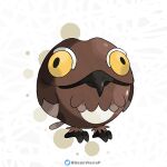  abstract_background absurdres artist_name bird brown_bird brown_feathers fakemon feathers geanvieirap highres looking_at_viewer no_humans original pokemon pokemon_(creature) solo sugimori_ken_(style) twitter_logo twitter_username yellow_eyes 