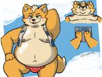  anthro belly big_belly blush clothing fox_mccloud hi_res huge_belly male nintendo obese obese_male overweight overweight_male plumppancake simple_background solo star_fox underwear wide_hips 