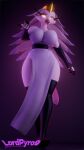 2025 3d_(artwork) 9:16 anthro armwear artist_name avian avian_demon bare_shoulders barefoot beak big_breasts bird black_armwear black_clothing black_elbow_gloves black_gloves black_handwear black_leg_warmers black_legwear black_thigh_highs blue_clothing blue_dress breasts clothing crown demon digital_media_(artwork) dress elbow_gloves exposed_thighs eyelashes feather_hair feathers feet female fingerless_gloves full-length_portrait gesture gloves gradient_background hand_gesture handwear headgear hellaverse helluva_boss hi_res leg_warmers legwear long_eyelashes looking_at_viewer lpyro9 open_mouth pelvic_curtain pink_beak pink_sclera pointing pointing_at_viewer portrait pseudo_hair purple_background simple_background solo stella_(helluva_boss) strapless_clothing strapless_dress tail tail_feathers text thick_thighs thigh_highs url white_body white_eyes white_feathers wide_hips