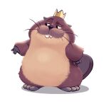 2026 3_toes 4_fingers beaver beaver_tail black_eyes brown_body brown_fur brown_tail buckteeth closed_smile countershading crown digital_media_(artwork) disney feet feral fingers front_view full-length_portrait fur headgear hi_res hoppers_(disney) king_george_(hoppers) kinmeki male mammal monotone_background mouth_closed narrowed_eyes on_hind_legs overweight overweight_feral overweight_male pixar portrait rodent shaded simple_background smile solo tail tan_body tan_countershading teeth toes whiskers white_background