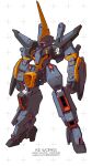  barzam clenched_hands commentary english_text gundam highres ke_yukikaze mecha mecha_focus mobile_suit no_humans original red_eyes redesign robot science_fiction shield solo titans_(gundam) twitter_username weibo_username zeta_gundam 