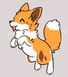 2026 ambiguous_gender black_nose blush brown_inner_ear_fluff canid canine canis cheek_tuft countershading digital_media_(artwork) dipstick_tail domestic_dog facial_markings facial_tuft female_(lore) feral fluffy fluffy_tail fur head_markings hi_res inner_ear_fluff japanese_text kitsuneinu mammal markings multicolored_body multicolored_fur on_hind_legs onomatopoeia orange_body orange_ears orange_fur orange_tail pink_tongue pointy_ears prick_ears quadruped simple_background snout solo sound_effects tail tail_markings text tongue tongue_out tsukune_minaga tuft white_body white_fur white_tail_tip