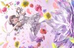  1girl :d armpits arms_up blurry blurry_foreground breasts brown_hair dress falling_petals flower flower_request fujishima_megumi full_body game_asset gradient_clothes gradient_dress grey_dress grey_shoes high_heels highres ima_kako_mirai_no_sangenshoku link!_like!_love_live! looking_at_viewer lotus love_live! medium_breasts non-web_source official_art open_mouth pantyhose petals pink_flower pink_petals purple_eyes purple_flower red_flower self-datamine shoes short_dress sideways sleeveless sleeveless_dress smile solo virtual_youtuber white_dress white_pantyhose yellow_flower yellow_petals 