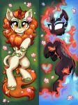  &lt;3 2022 absurd_res asian_mythology autumn_blaze_(mlp) blush chinese_mythology cloven_hooves dakimakura_design dipstick_ears east_asian_mythology eyebrows eyelashes female feral fire flaming_hair flaming_mane flaming_tail flower flower_petals friendship_is_magic fur grass green_body green_scales hasbro hi_res hooves horn kirin lying mammal mane multicolored_ears my_little_pony mythology nirik petals plant pseudo_hair pseudo_mane ravensun scales smile smiling_at_viewer solo sparkles tan_body tan_fur underhoof yellow_eyes 