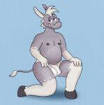  absurd_res anthro asinus blonde_hair blue_background blush briefs briefs_only bulge clothed clothing donk_(donkdork) donkey equid equine fur grey_body grey_fur hair half-closed_eyes hi_res hooves male mammal narrowed_eyes nipples open_mouth pattern_background shadow simple_background smallfryspy smile solo striped_background tan_body tan_fur teeth_showing tighty_whities toony underwear underwear_only white_briefs white_clothing white_underwear 