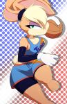  2021 anthro ball basketball_(ball) basketball_uniform bottomwear clothing dotted_background female gradient_background hair hair_over_eye hi_res kojiro-brushard kojiro-highwind lagomorph leporid lidded_eyes lola_bunny looney_tunes mammal one_eye_obstructed pattern_background rabbit shorts simple_background solo sportswear uniform warner_brothers 