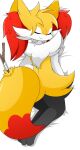  3_toes anthro bandage bed braixen eyes_closed feet female furniture hi_res lying naka_(artist) nintendo on_front pok&eacute;mon pok&eacute;mon_(species) smile solo stick toes video_games 