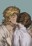  1boy 1girl 2sunoftatooine blonde_hair blue_eyes brother_and_sister hetero highres incest kiss luke_skywalker princess_leia_organa_solo siblings simple_background star_wars 