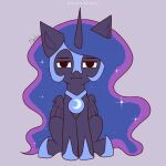 1:1 1_horn 2_frame_animation 2d_animation animated black_eyes blue_hair blue_hooves blue_sclera dialogue digital_drawing_(artwork) digital_media_(artwork) english_text equid equine eyebrows feathered_wings feathers female female_feral feral flat_colors friendship_is_magic front_view hair hasbro hi_res highlights_(coloring) hooves horn looking_at_viewer mammal monotone_background my_little_pony mythological_creature mythological_equine mythology narrowed_eyes nightmare_moon_(mlp) nnalyart open_mouth paintstorm_(artwork) purple_background purple_body purple_highlights purple_horn purple_wings quadruped raised_eyebrow simple_background sitting solo sparkles sparkling_hair text winged_unicorn wings