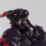 1:1 2026 anthro anthro_pred bodily_fluids claws daffi deer devourer_(razor_koopa) dragon dripping fangs finger_claws fingers goo_creature goo_dragon goo_drip hi_res horn larger_anthro larger_male larger_pred licking male male_pred male_prey mammal muscular muscular_anthro muscular_male mythological_creature mythological_scalie mythology open_mouth oral purple_body purple_flesh purple_tongue pushing_head pushing_in red_eyes scalie sharp_teeth size_difference slime soft_vore spiked_tail spikes spikes_(anatomy) tail teeth tongue tongue_out tongue_wrap vore willing_pred
