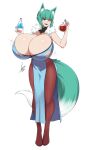 2022 airisubaka animal_humanoid big_breasts breast_expansion breasts canid canid_humanoid canine canine_humanoid clothing dipstick_tail dress expansion female fox_humanoid hair hi_res huge_breasts humanoid legwear mammal mammal_humanoid markings pantyhose potion potion_bottle red_eyes simple_background solo tail tail_markings teal_hair white_background