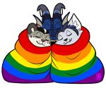 2026 alpha_channel anthro bedding blanket blizzard_entertainment canid cuddling dracthyr dragon european_mythology felid flag group khajiit kyanathal lgbt_pride lgbt_pride_month male male/male mammal microsoft mythological_creature mythological_scalie mythology palehorntea pantherine pride_color_flag pride_colors rainbow_flag rainbow_pride_flag rainbow_symbol reingarde scalie snow_leopard the_elder_scrolls trio umbrose warcraft werecanid werecreature western_dragon worgen
