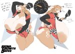 anthro areola areola_slip bangs big_breasts braided_hair breasts brown_body brown_fur buckteeth butt clothing deer dialogue dullvivid english_text eyes_closed female fiona_fawnbags_(dullvivid) freckled_breasts freckled_face freckles fur growth_drive hair half-closed_eyes hi_res huge_breasts long_hair mammal narrowed_eyes nipple_slip nipples solo spots spotted_hips tan_areola tan_nipples teeth text tracksuit unzipped_jumpsuit