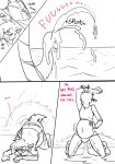 anthro bodily_fluids comic cum cum_in_vagina cum_inflation cum_inside deer dialogue dragon duo english_text excessive_cum excessive_genital_fluids feral genital_fluids genitals herm hi_res inflation intersex male maleherm maleherm_(lore) mammal mythological_creature mythological_scalie mythology penis red_(topazknight) scalie solo swimming_pool text topazknight