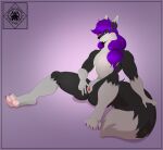 2024 4_toes andromorph andromorph_anthro anthro artist_logo black_body black_fur bodily_fluids braided_hair braided_ponytail canid canine canis claws devyshirehell dipstick_tail dripping feet fur genital_fluids genitals grey_body grey_fur grey_pawpads hair hi_res intersex intersex_anthro jack_(neojack) jackal logo long_hair looking_at_viewer mammal markings multicolored_body multicolored_fur nonbinary_(lore) nude nude_andromorph nude_anthro nude_intersex pawpads ponytail presenting presenting_vulva purple_claws purple_hair remake simple_background sitting sitting_on_ground smug solo tail tail_markings toes two_tone_body two_tone_fur vaginal_fluids vaginal_fluids_on_hand vulva