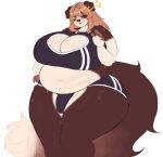 anthro athletic_wear belly big_belly big_breasts blush bodily_fluids border_collie bottomwear bra breasts bulge canid canine canis clothed clothing collie domestic_dog exercise front_view fur gesture gym_bottomwear gym_shorts gynomorph hair harufeng herding_dog hi_res huge_breasts intersex looking_at_viewer mammal navel one_eye_closed overweight overweight_anthro overweight_gynomorph overweight_intersex pastoral_dog sarah_(corgipudding) sheepdog shirt shorts simple_background smile smiling_at_viewer solo sports_bra standing sweat sweaty_body sweaty_breasts sweaty_legs sweaty_thighs tail thick_thighs topwear underwear waving waving_at_viewer wide_hips wink workout workout_clothing workout_outfit