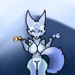 1:1 absurd_res anthro arm_tuft big_breasts big_butt big_tail blue_body blue_tail breasts butt canid canine canis crystal_maiden_wolf_persona dota ears_up female fluffy fur hi_res mammal neck_tuft sasunchick shoulder_tuft simple_background solo tail thick_thighs tuft valve wolf