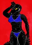  anthro belly_scales bikini clothing crocodilian female hi_res reptile roodkat scales scalie sobek solo swimwear 