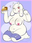  &lt;3 2022 anthro boss_monster bovid breasts caprine cutlery dessert digital_media_(artwork) female food fork fur hi_res horn kitchen_utensils mammal mature_anthro mature_female nipples one_eye_closed pie slightly_chubby solo thirstspace tongue tongue_out tools toriel undertale undertale_(series) video_games white_body white_fur wink 