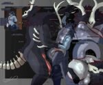 absurd_res american_mythology anthro antlers armpit_sniffing ball_sniffing balls big_balls big_butt big_penis black_body black_fur blue_body blue_fur bodily_fluids body_worship bone butt butt_sniffing clothing crotch_sniffing dragon eastern_dragon english_text european_mythology fur genitals greeting hazed01 hi_res horn hybrid indigenous_north_american_mythology male monster muscular muscular_anthro muscular_male musk musk_worship musky_anus musky_armpit musky_balls musky_butt musky_feet musky_penis mythological_creature mythological_scalie mythology north_american_mythology penis penis_sniffing scalie size_difference skull skull_head smokey_(skemboldt) sniffing sniffing_clothes sweat sweaty_balls sweaty_body sweaty_butt sweaty_genitalia sweaty_legs sweaty_thighs text wendigo western_dragon wide_hips yura_kazzarin_(skullmoss)