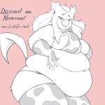 1:1 animal_print anthro avian beak belly big_belly big_breasts big_butt bikini bird breasts butt clothed clothing cow_print debbie_(corgipudding) delibird double_belly fan_character female garuda_six generation_2_pokemon gloves handwear hi_res huge_breasts legwear looking_at_viewer mammal navel nintendo overweight overweight_anthro overweight_female pokemon pokemon_(species) simple_background sketch slightly_chubby smile solo swimwear tail thick_thighs thigh_highs two-piece_swimsuit wide_hips