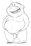  2022 96panda absurd_res anthro balls belly big_belly blush dreamworks fish flaccid genitals hi_res kemono male marine moobs mr._shark_(the_bad_guys) overweight overweight_male penis shark simple_background solo the_bad_guys 