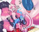 afterimage anal anal_penetration anthro bedroom_sex blackarabi canid canine canis clown clown_makeup clown_nose domestic_cat domestic_dog double_penetration duo eyewear fan_character felid feline felis femboy glasses hi_res male mammal penetration