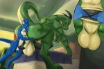 2016 anal anal_fisting anal_penetration anthro anthro_on_anthro anthro_penetrated anthro_penetrating anthro_penetrating_anthro anus backsack balls bedroom black_horn black_tongue bodily_fluids butt cutaway deep_fisting detailed_background digitigrade double_fisting dragon dripping duo erection face_on_butt firondraak fisting foreshortening from_behind_position gaping gaping_anus genital_fluids genitals green_eyes green_stripes grin hi_res horn humanoid_genitalia humanoid_penis inside kittykage larger_anthro leaning leaning_forward lost_my_keys low-angle_view macro male male/male male_penetrated male_penetrating male_penetrating_male mech_(mechedragon) mythological_creature mythological_scalie mythology nude orange_eyes penetration penis penis_size_difference precum precum_drip raised_tail scalie sex sharp_teeth side_view size_difference smaller_anthro smile spread_anus spreading stretched_anus stripes tail teeth tongue tongue_out