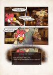 anthro avian beak bird chicken clothed clothing comic dabari_(zaryuzu_73) dialogue digital_media_(artwork) english_text fern_(zaryuzu_73) galliform giraffe giraffid group hi_res male male/male mammal phasianid text trio yellow_beak zaryuzu_73