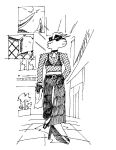2024 alpaca anthro bag belt black_and_white bottomwear bra camelid clothed clothing comic cowbell denim denim_bottomwear denim_clothing detailed_background fake_horns fishnet_clothing fishnet_topwear footwear frown gaydottiff gloves handwear hat headgear headwear hi_res high_heels inside jeans mammal martha_(gaydottiff) midriff monochrome neck_tuft pants plant shadowed_eyes shoes tomboy topwear tree tuft underwear walking