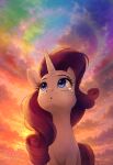 absurd_res blue_eyes cloud curly_hair detailed_background equid equine female feral friendship_is_magic front_view hair hasbro hi_res horn lennonblack mammal my_little_pony mythological_creature mythological_equine mythology outside purple_hair rarity_(mlp) sky solo unicorn white_body