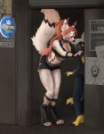 a_chance_encounter absurd_res alley anthro aspentangle blush boots breasts canid canine canis clothed clothing collar corona_(beer) duo female fishnet_clothing footwear fox hi_res larger_female male male/female mammal meme nervous pinned poster shoes size_difference smaller_male smile spiked_collar spikes standing tongue under_boob wolf