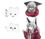 angry annoyed anthro arctic_fox ball big_ears canid canine canis chart chibi clothing coat comic comparison confusion crossed_arms digital_media_(artwork) ear_tuft female feral feral_representation fingerless_gloves fluffy fox fur gesture gloves grey_hair grumpy hair handwear human iki(ikino_character) ikino_darkino jacket line_art long_hair mammal meme multi_panel open_mouth pupils reaction_image red_clothing red_eyes red_jacket red_topwear round_body shrug simple_background sketch slit_pupils solo topwear true_fox tuft white_background white_body white_fur wolf