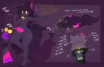 absurd_res anthro clothing english_text felid feline genitals glowing glowing_eyes glowing_genitalia hi_res keryel keryel_(keryel) male mammal model_sheet penis purple_body shirt solo text topwear